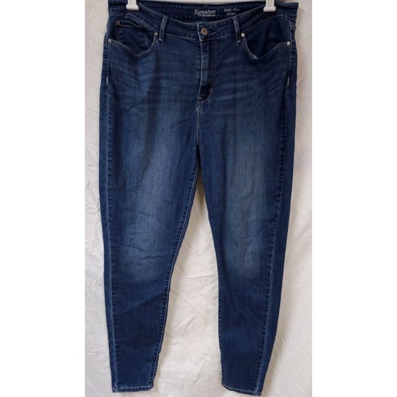 Signature Levi Strauss Womens 18 High Rise Medium Wash Skinny Denim Jeans 34X29 - Picture 1 of 12